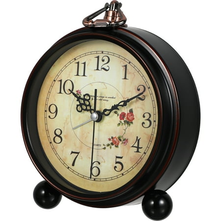 Gongxipen Alarm Clock Vintage Style Desk Clock Table Clock Decorative Quiet Non-Ticking Clock