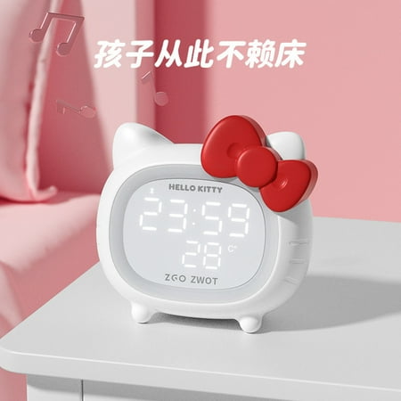 Hello Kitty Sanrios Bluetooth Audio Smart Alarm Clock With Led Atmosphere Light Cute Multifunctiona Cartoonl Speaker Gift