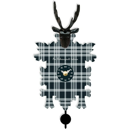 Hermle 11 Black and White Deer Plaid Cuckoo Wall Clock