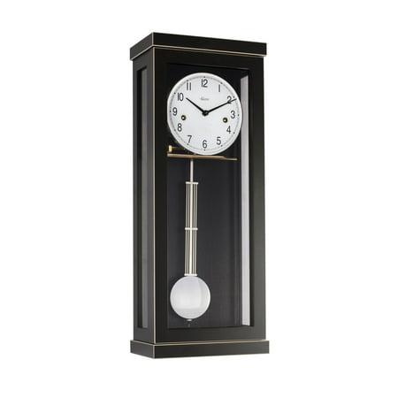 Hermle 22 White and Black Rectangular Regulator Pendulum Wall Clock