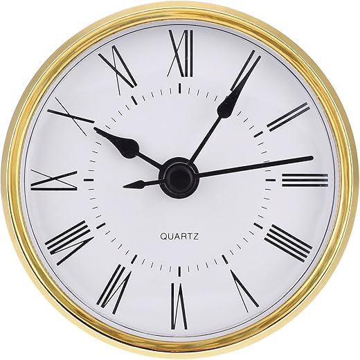 Hicarer 2.8 Inch (70 mm) Roman Numeral Quartz Clock Insert with Gold Trim