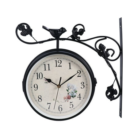 Home Decor Office Digital Wall Clocks Double Sided Iron Hanging Double-sided Bell Decorate Shell Metal Mirror Glass