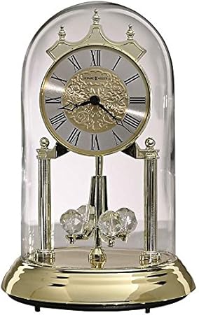 Howard Miller Brass Glass Dome Rotating Crystals Christine 9" High Anniversary Clock Vintage Style