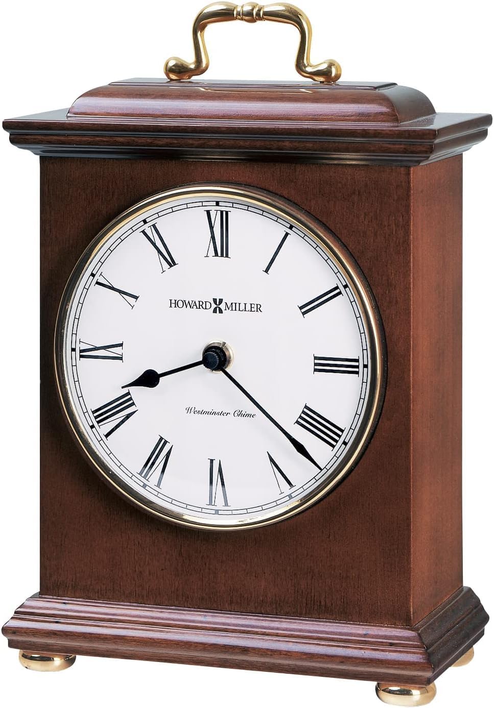 Howard Miller Mountain Home Mantel Clock II 549-745 – Black Coffee Finish, Modern Home Décor, Revolving Disk-Style Pendulum, Volume Control, Quartz Single-Chime Movement