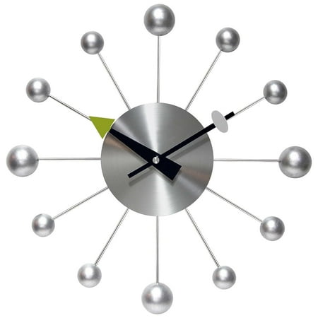 HYYYYH Orb Spoke century Modern 15 inch Starburst Wall Clock Quiet Quartz Movement Century Modern Decorative (Silver)