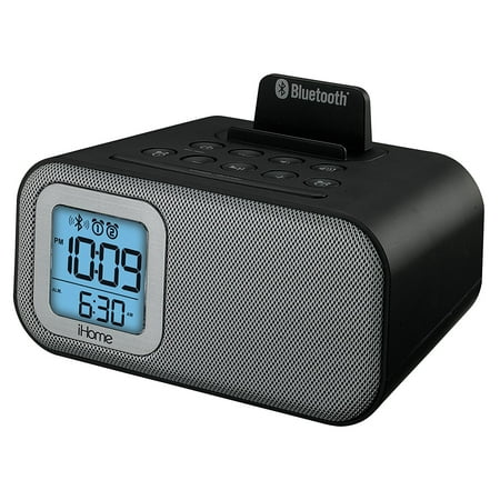 iHome Bluetooth Bedside Dual Alarm Clock with USB Charging and Line-In (Black) (Non-Retail Packaging)