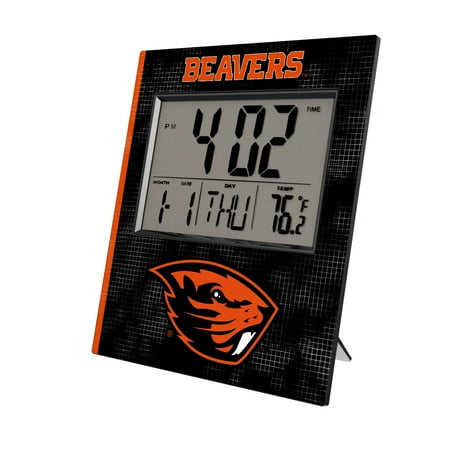 Keyscaper Oregon State Beavers Cross Hatch Digital Desk Clock