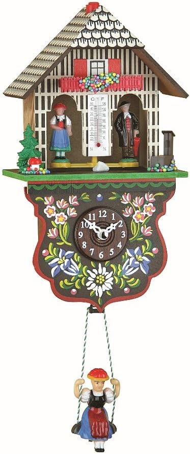 Kuckulino Black Forest Clock Weather House with Quartz Movement and Cuckoo Chime TU 2025 SQ