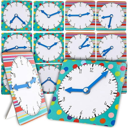 Learn to Tell Time Practice Clock for Teachers, Kindergarten Students (12 Pack)