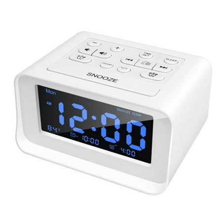 LED digital bedroom alarm clock radio with usb charging port clock control temperature electronic desk clock