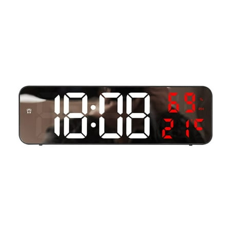 Led Digital Wall Clock, Electronic Alarm Clock, Large Screen Wall-Mounted Clock Time Temperature Humidity Display