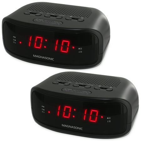 Magnasonic Digital AM/FM Clock Radio with Battery Backup & Dual Alarm - EAAC200 (2 Pack)