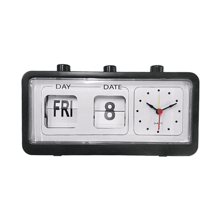 Mechanical Alarm Clock Novelty Flip Clock Desktop Digital Clock with Calendar Clock Home Decor Retro Decor,Black