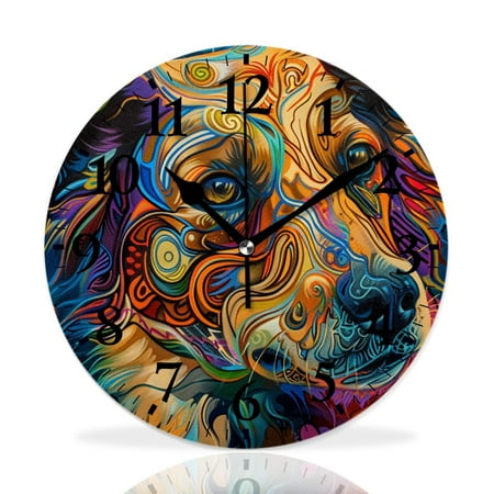 MEOSLZUT 10 inch Round Wall Clock,Pit Bull Chic,Silent Non Ticking Wall Clocks for Living Room Kitchen Bedroom