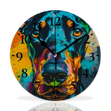 MEOSLZUT 10 inch Round Wall Clock,Pit Bull Exquisite,Silent Non Ticking Wall Clocks for Living Room Kitchen Bedroom