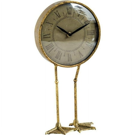 Mercana Chadwick Antiqued Brass Metal Duck Leg Table Clock