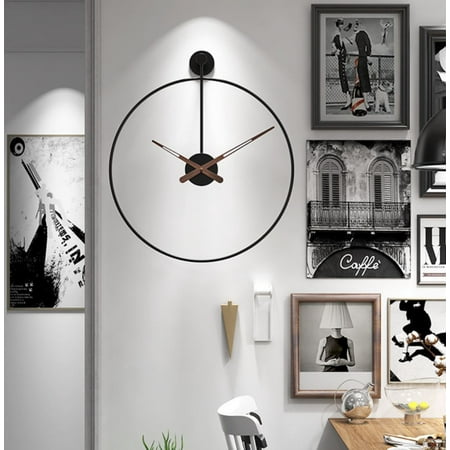 MODIRNATION 'The Ring' Oversized Modern Nordic Wall Clock, Minimalistic and Stylish, Simplistic Luxury Metal Design, Silent Quartz Mechanism, Home Decor for Home/Office (Black)