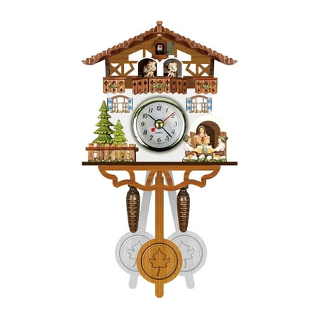 NAZISHW Clock Room Wall Living Chime Retro Clock Cuckoo Clock Clock Alarm Wooden Clock