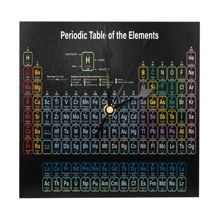 OWNTA Periodic Table of Elements Pattern Wood Square Wall Clock, 7.87 in, Silent Non-Ticking, Classic Home Decor, Stylish Office Clock, Battery Operated, Gift Idea