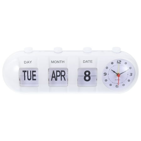 Page Flip Clock Perpetual Calendar Vintage Manual Desktop Bedroom Clocks for Dorm White