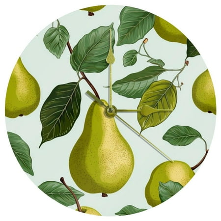 Pears 9.8 Inch Round Acrylic Wall Clock, Silent Non Ticking Battery Powered for Kitchen, Bedroom, Living Room, Office - Wall Clocks