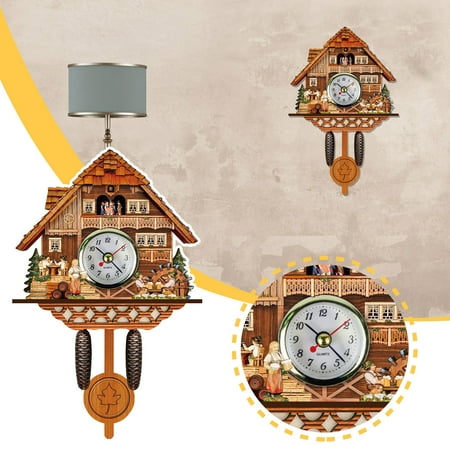 Podplug Black-forest Cuckoo Clock Cuckoo Wall Clock with Moving Train Home Decor Clock