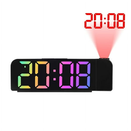 Projection Alarm Clock, Digital Clock with 180° Rotatable Projector, 2-Level Brightness Dimmer, Clear LED Display, USB Charger, 60mins Snooze,12/24H, Digital Alarm Clock for Bedroom