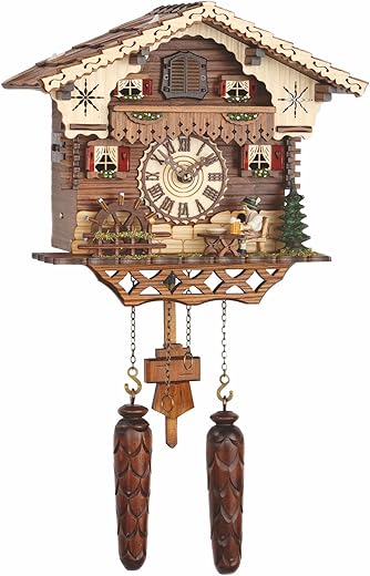 Quartz Cuckoo Clock Black Forest House with Music, Beer Drinker TU 467 QM HZZG