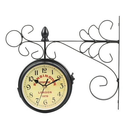 Raindrops Wrought Double Sided Station Clock - Black