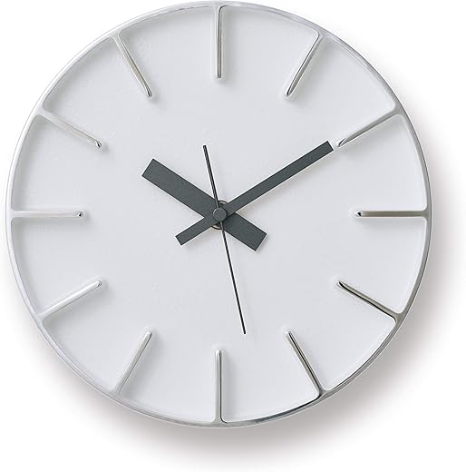 Remnos AZ-0116 WH Lemnos Wall Clock, Analog, Edge Clock, Aluminum, White, Diameter: 7.1 inches (18 cm)