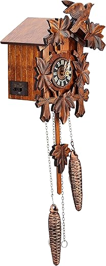 River City Clocks 12 Melody Quartz Cuckoo Clock with Five Leaves and Bird