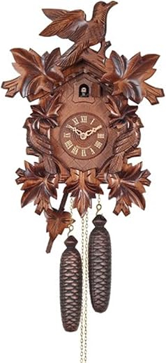 River City Clocks Eight Day Cuckoo Clock with Three Hand Carved Birds and Seven Leaves