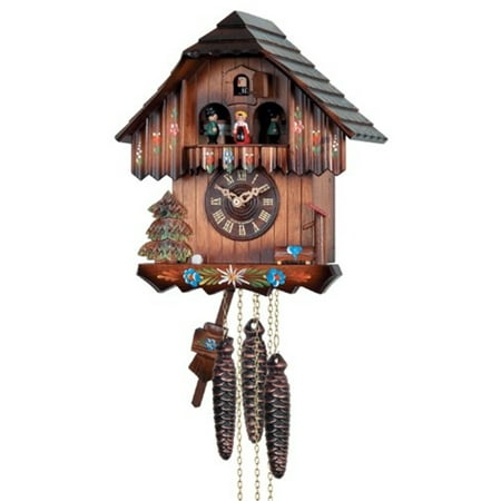 River City Clocks One Day Musical Cuckoo Clock with Hand-painted Flowers and Moving Dancers