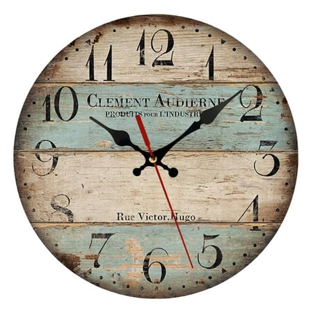 Rustic Wall Clock, Wall Clocks Battery Operated, 12 Inch Country Style Silent Non Ticking Clock, Decorative for Kitchen, Home, Living Room, Farmhouse A