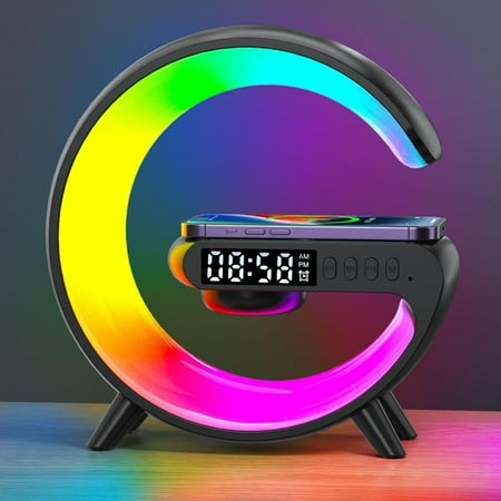 RVASTEIZO Wireless Charger Lamp Bluetooth Speaker Music Clock Alarm Key And APP Control