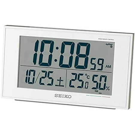 Seiko Clock Table Clock 01: White Pearl Body Size: 8.5 × 14.8 × 5.3cm Radio Digital Calendar Comfortability Temperature Humidity Display BC402W