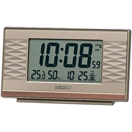 seiko clock table clock pink gold Body size: 7.8 x 13.5 x 3.8 cm Alarm Clock radio waves Digital SQ791P