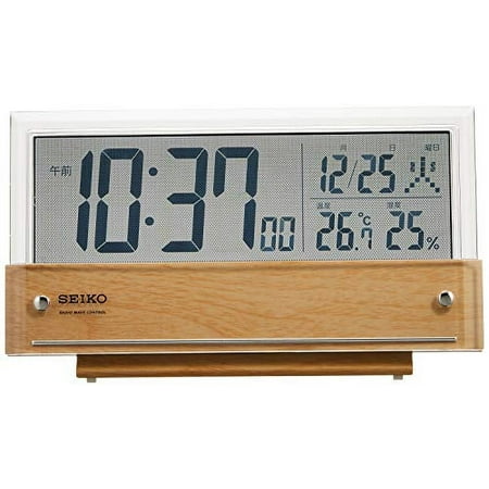 Seiko clock table clock Radio waves Digital calendar temperature humidity Express Light brown grain pattern SQ782B SEIKO// Movement