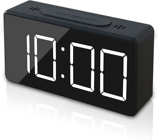 Small Mini Digital Alarm Clock for Travel with LED Time or Temperature Display Snooze, Adjustable Brightness Simple Operation 12/24Hr (Black)