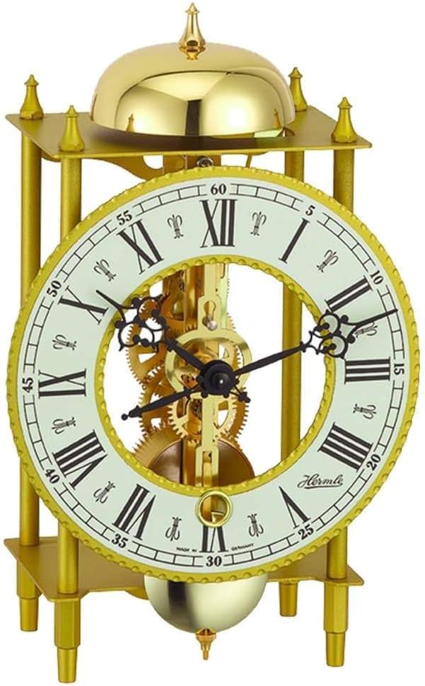 Store: LAHR Mechanical Mantel Clock #23004000711 by Hermle - Skeleton Antique Table Clock with Pendulum and Chimes