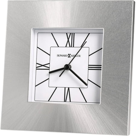 Table Clock 645-749 – Silver Square Aluminum Home Decor With Quartz Movement