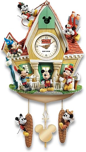 The Bradford Exchange Disney Mickey Mouse Through The Years Cuckoo Clock with Lights Music and Motion