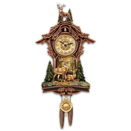 The Bradford Exchange Whitetail Deer Gathering Cuckoo Clock