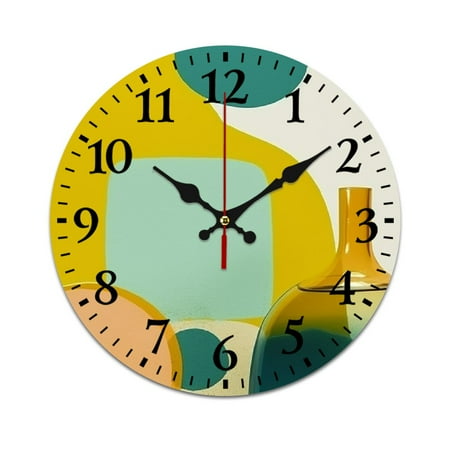 TIAOTIAOHOU Fashionable PVC Wall Clock Yellow Blue Green Objects Silent Sweep Movement Eco-Friendly Material Decorative Retro Charm 30cm/11.8in