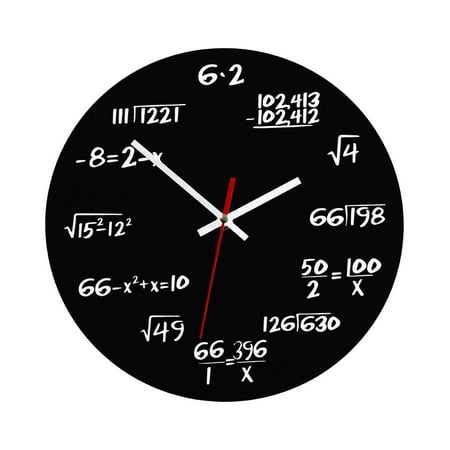 VORCOOL Creative Mathematics Blackboard Clock Wall Clock Teacher Gift for Classroom Home Office (Black)