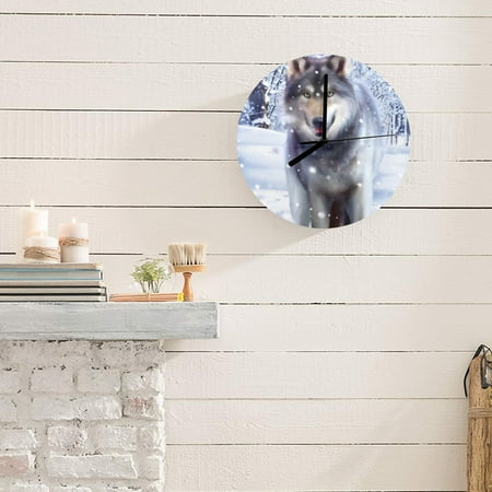 Wall Clock Artwork - Personalized Animal Clocks 11.6 - Wolf Stalker