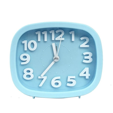 wall clock for bedroom retro home decor clock radio for bedroom Desk Clock Battery Operated Non Ticking Small Bedside Analog Alarm Household Supplies Blue