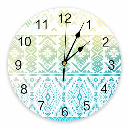 Wall Clock Silent Non-Ticking Home Decor, Abstract Yellow Green Blue Geometric 12 Inch Number Dial Face Battery Operated Sweep Movement Wall Clock for Kitchen, Bedroom, Living Room