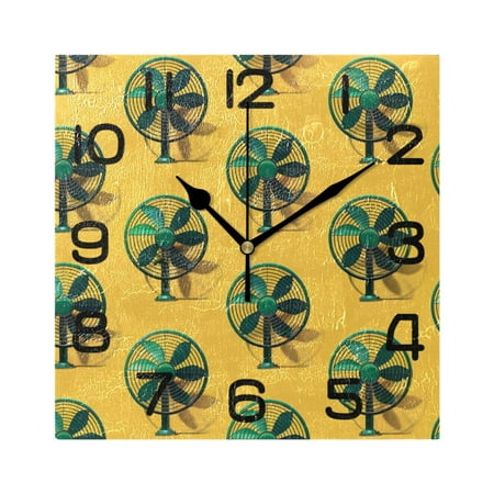 Wall Clock Square Silent Non-Ticking Green Fans Retro Battery Operated Clock 7.78 inch Home Kitchen Office Decoration