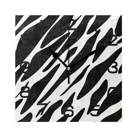 Wall Clock Square Silent Non-Ticking Zebra Black and White Retro Battery Operated Clock 7.78 inch Home Kitchen Office Decoration